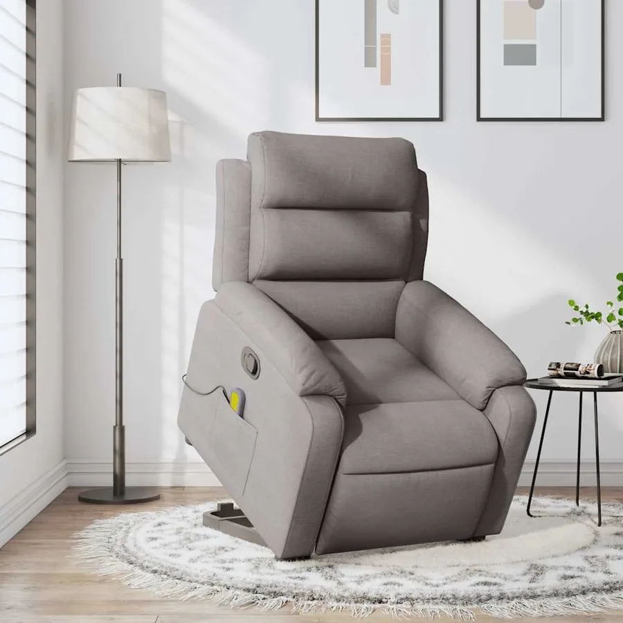 Fauteuil inclinable de massage Taupe Tissu - 15