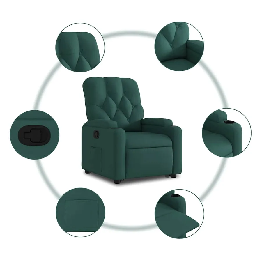 Fauteuil inclinable vert foncé tissu - 8