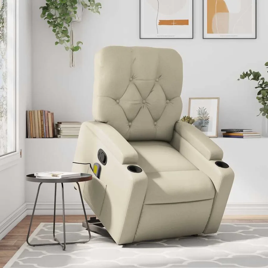 Fauteuil inclinable de massage Crème Similicuir - 15