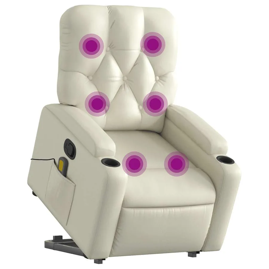 Fauteuil inclinable de massage Crème Similicuir - 3