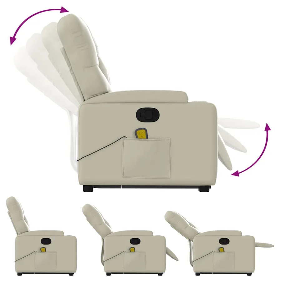 Fauteuil inclinable de massage Crème Similicuir - 7