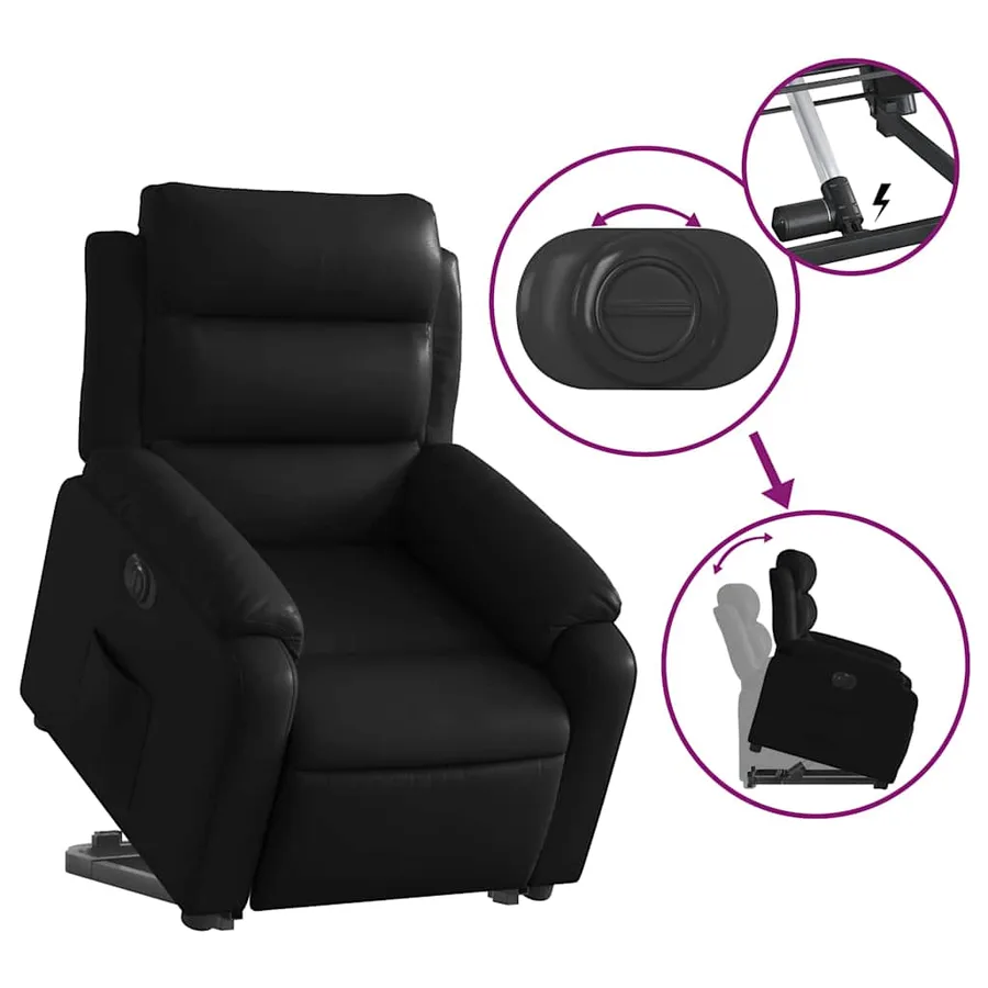 Fauteuil inclinable électrique noir similicuir - 10