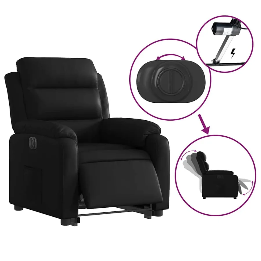 Fauteuil inclinable électrique noir similicuir - 5