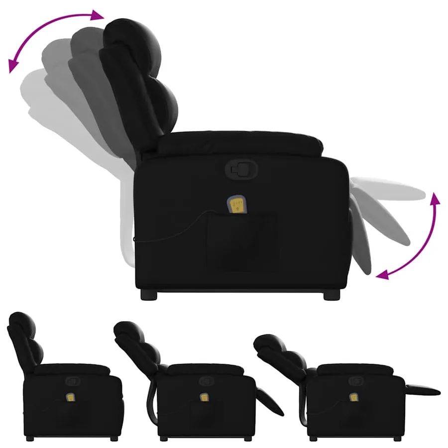 Fauteuil inclinable de massage Noir Similicuir - 6