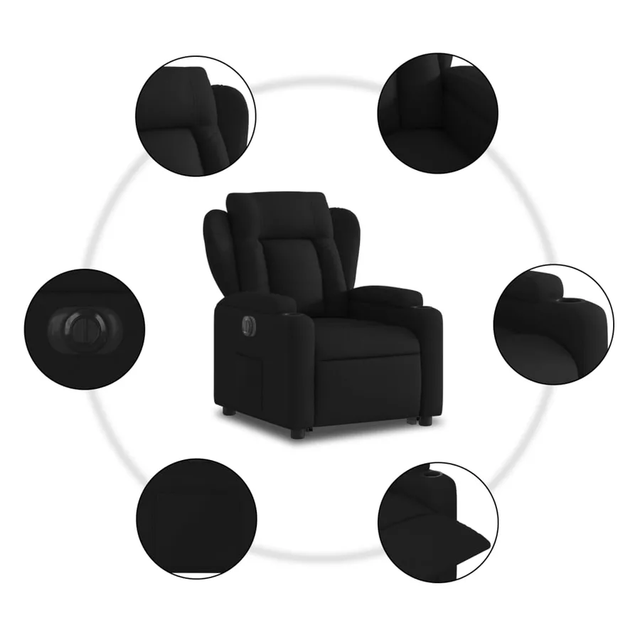 Fauteuil inclinable électrique noir tissu - 8