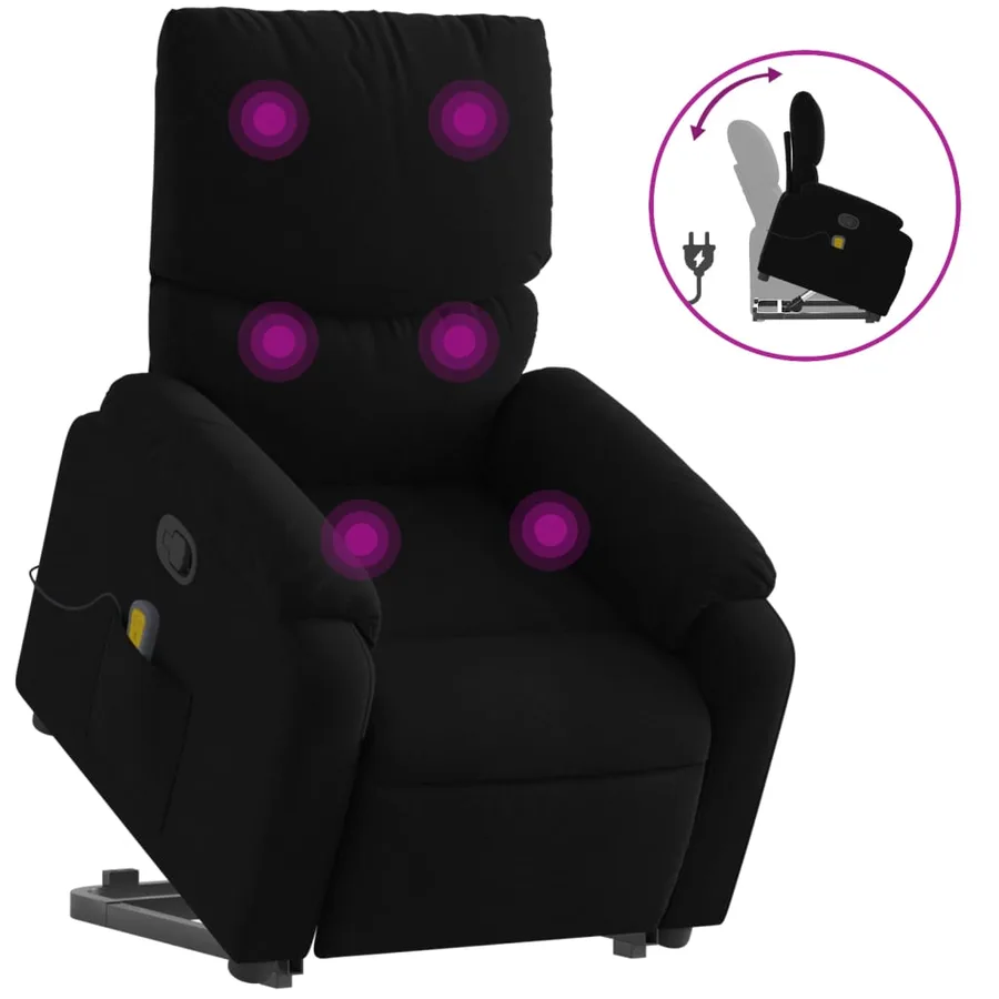 Fauteuil de massage inclinable Noir Tissu - 2