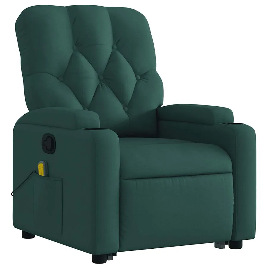 Fauteuil inclinable de massage Vert foncé Tissu - 4