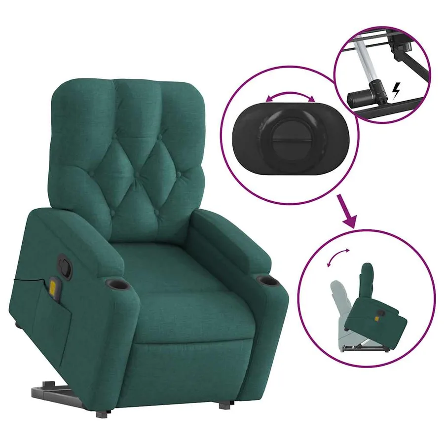 Fauteuil inclinable de massage Vert foncé Tissu - 6