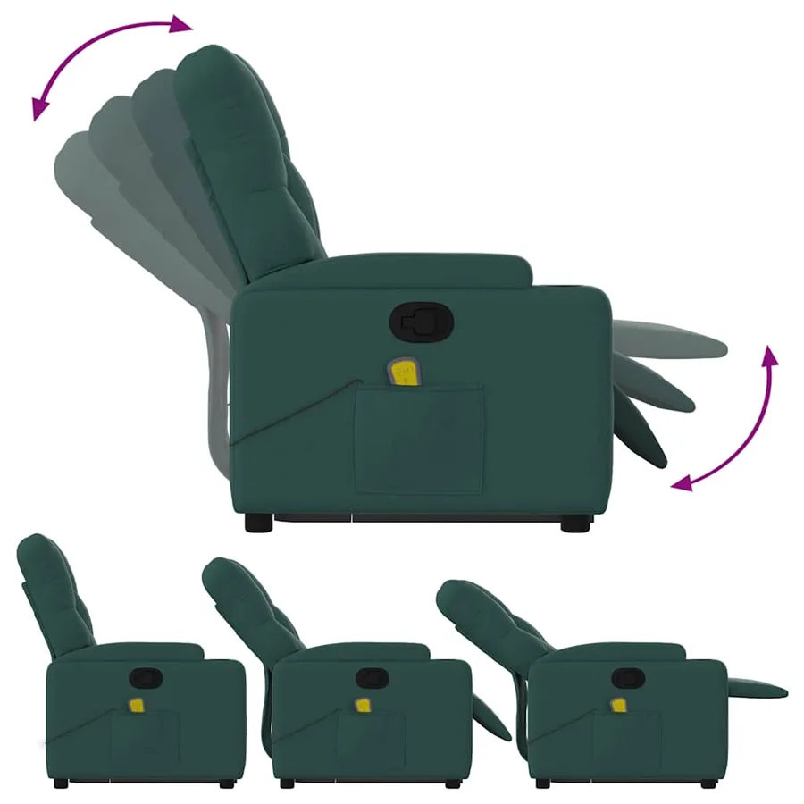 Fauteuil inclinable de massage Vert foncé Tissu - 7