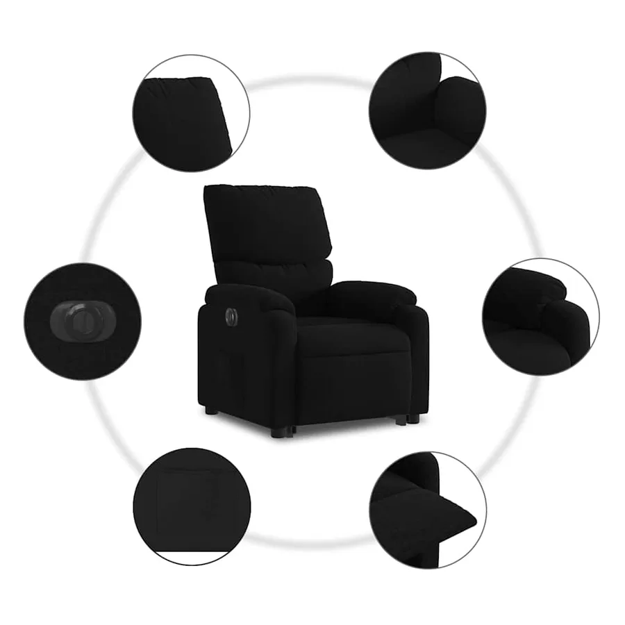 Fauteuil inclinable électrique noir tissu - 8