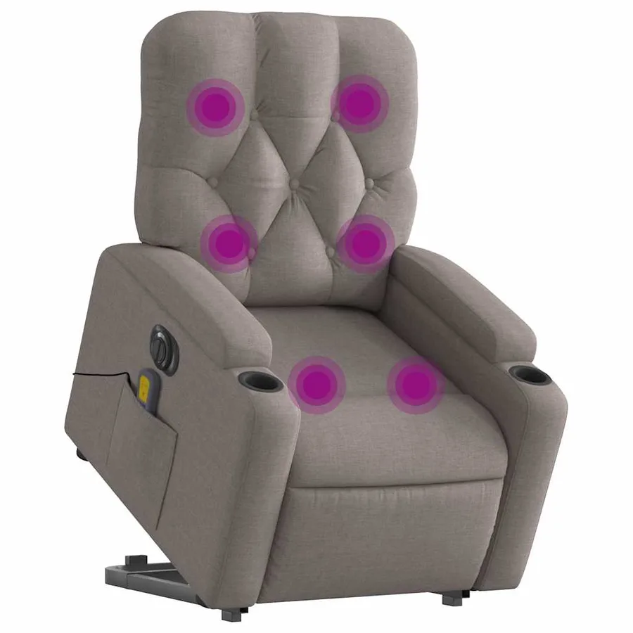 Fauteuil inclinable de massage électrique Taupe Tissu - 3