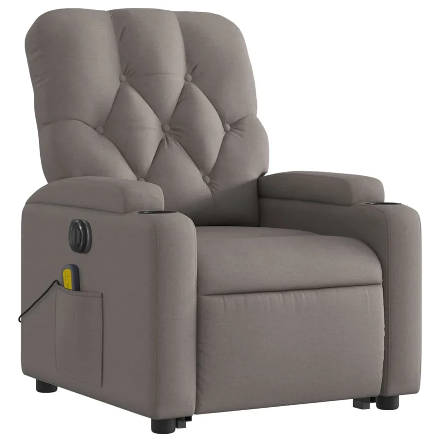 Fauteuil inclinable de massage électrique Taupe Tissu - 4