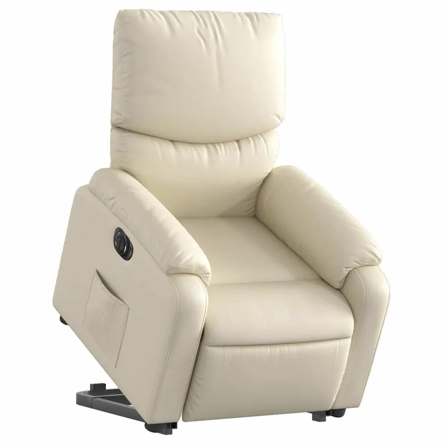 Fauteuil inclinable électrique crème similicuir - 3