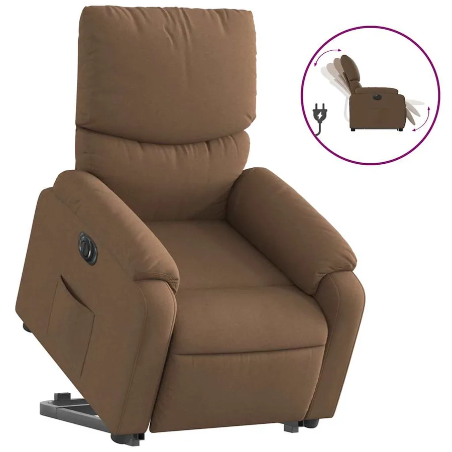 Fauteuil inclinable électrique marron tissu - 2