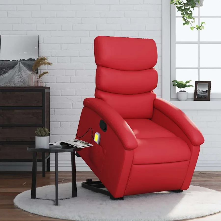 Fauteuil inclinable de massage Rouge Similicuir - 15