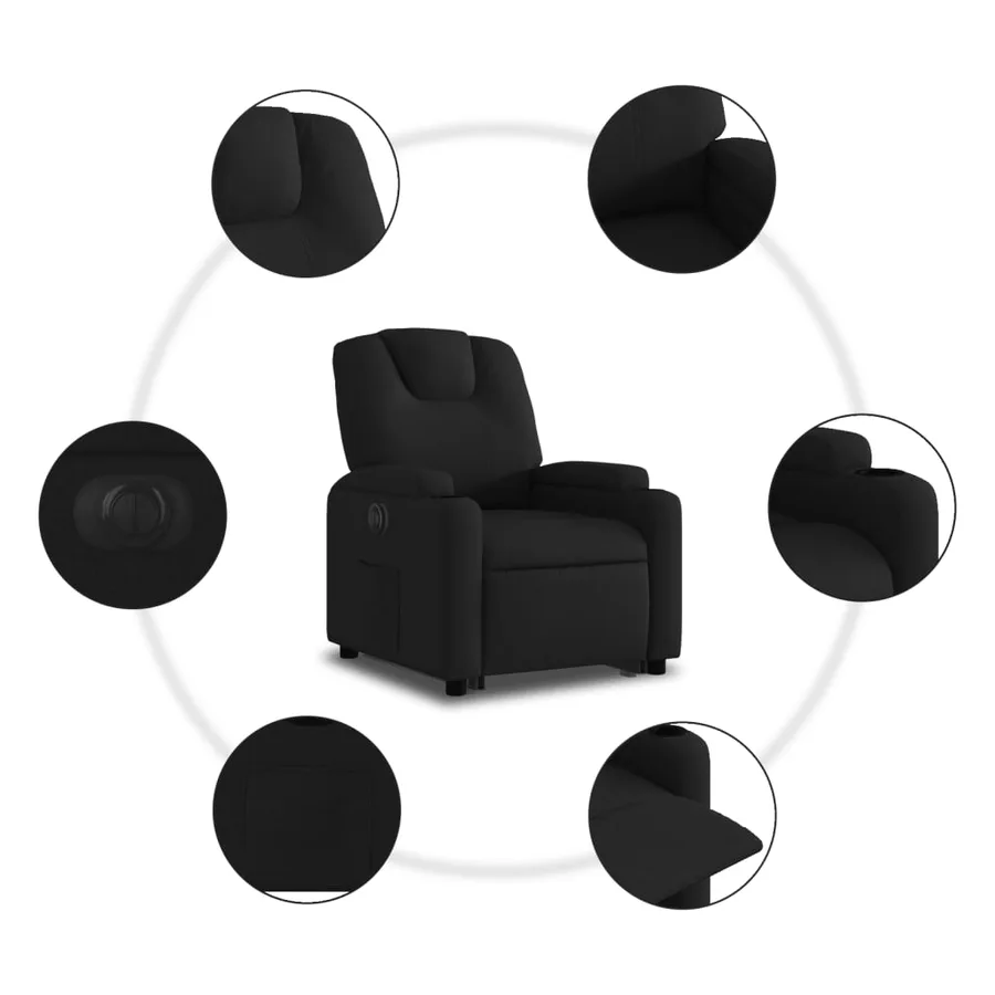 Fauteuil inclinable électrique noir tissu - 8