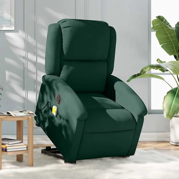 Fauteuil inclinable de massage électrique vert foncé velours