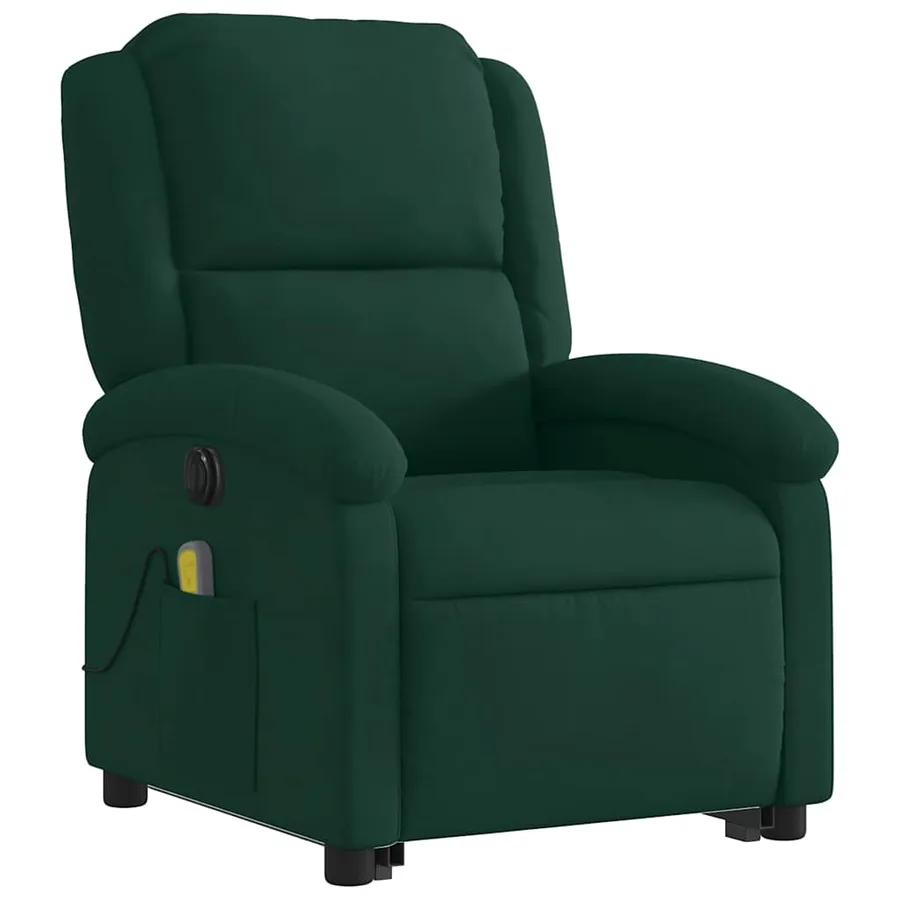Fauteuil inclinable de massage électrique vert foncé velours - 4
