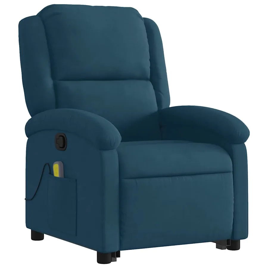 Fauteuil de massage inclinable Bleu Velours - 5