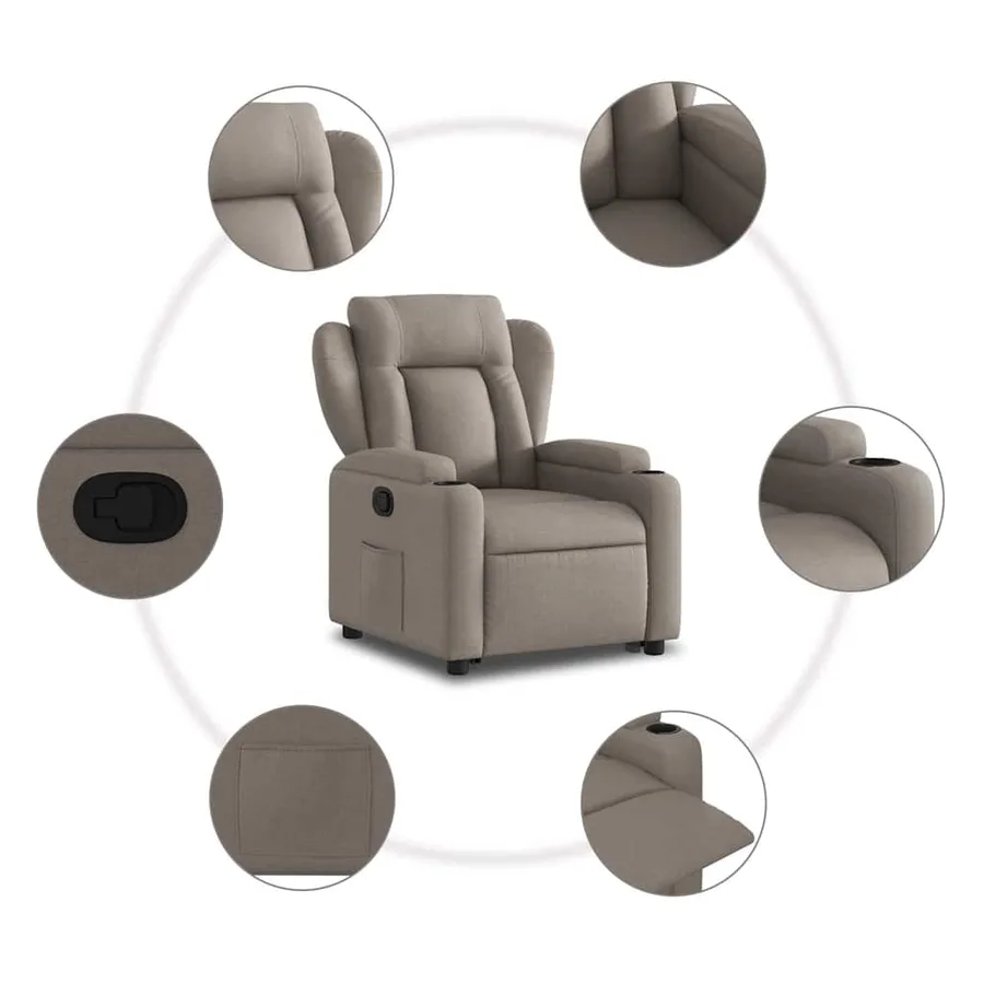 Fauteuil inclinable taupe tissu - 8