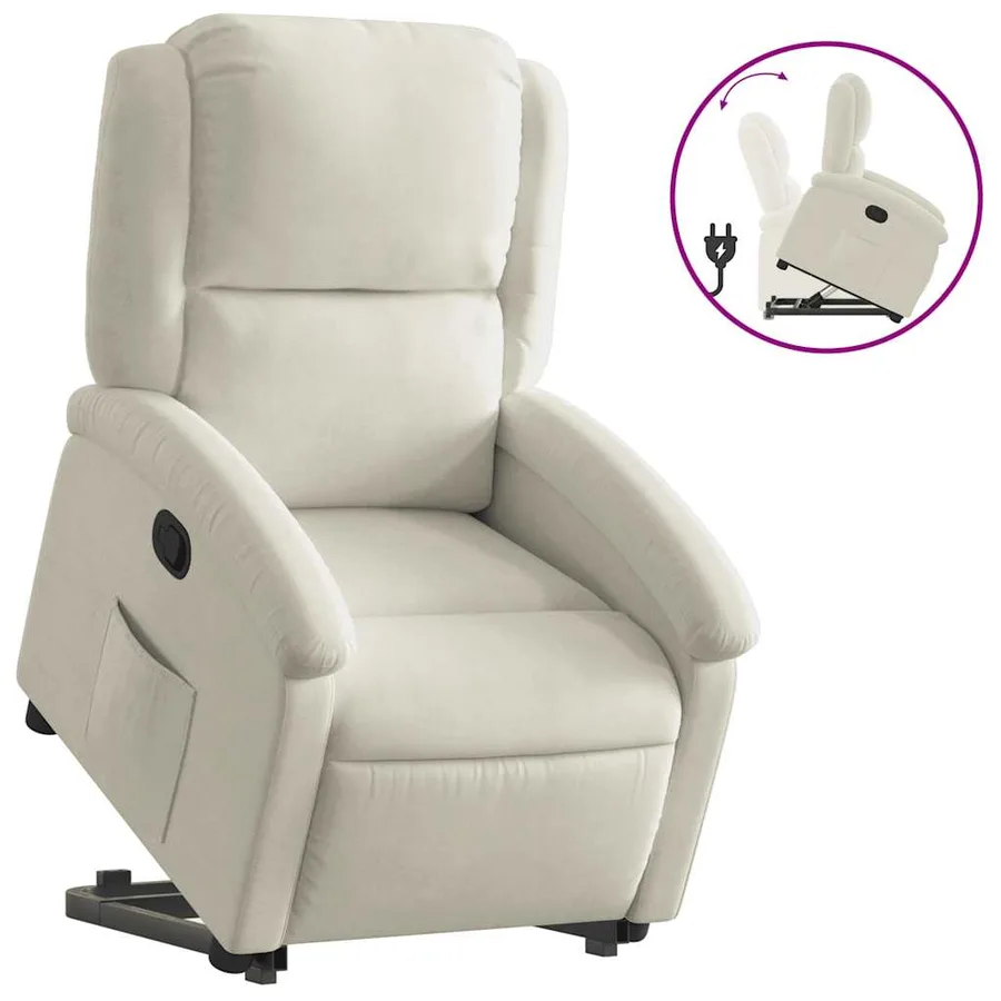 Fauteuil inclinable Crème Velours - 2