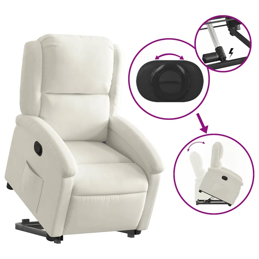 Fauteuil inclinable Crème Velours - 6
