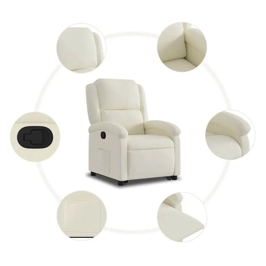 Fauteuil inclinable Crème Velours - 8