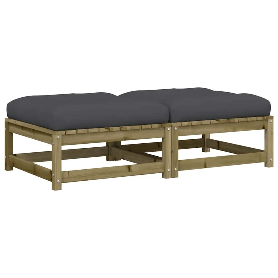 Repose-pieds de jardin avec coussins lot de 2 bois pin imprégné - 2