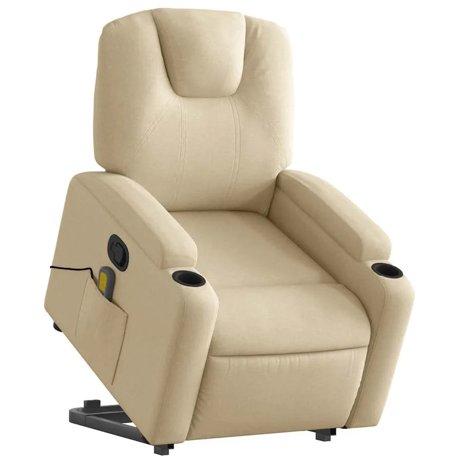 Fauteuil inclinable de massage Crème Tissu - 3