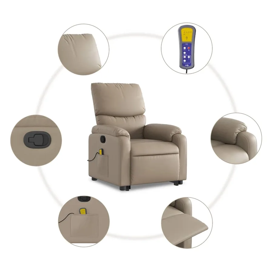 Fauteuil inclinable de massage Cappuccino Similicuir - 8