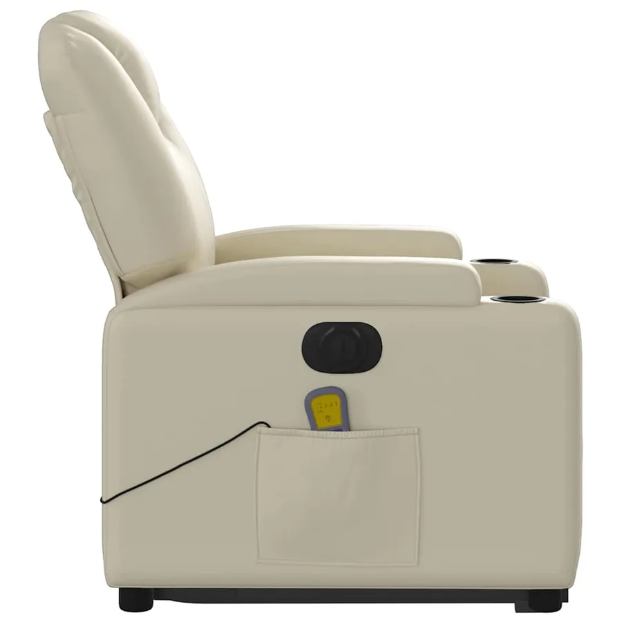 Fauteuil inclinable de massage électrique crème similicuir - 10