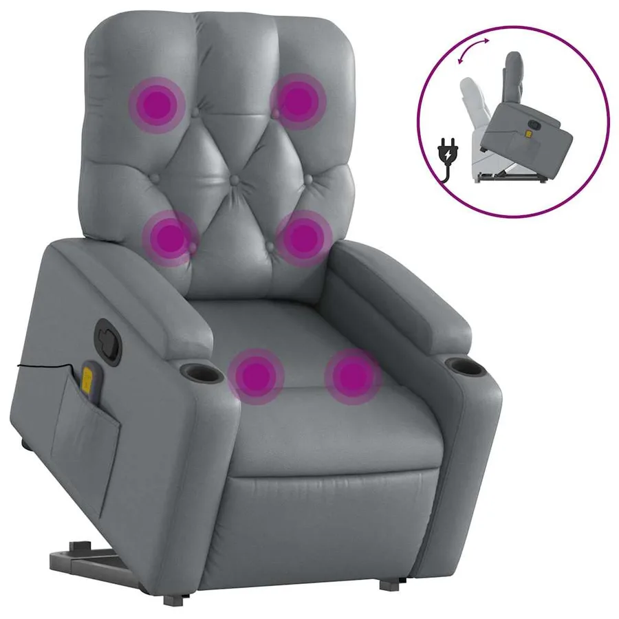 Fauteuil inclinable de massage Gris Similicuir - 2