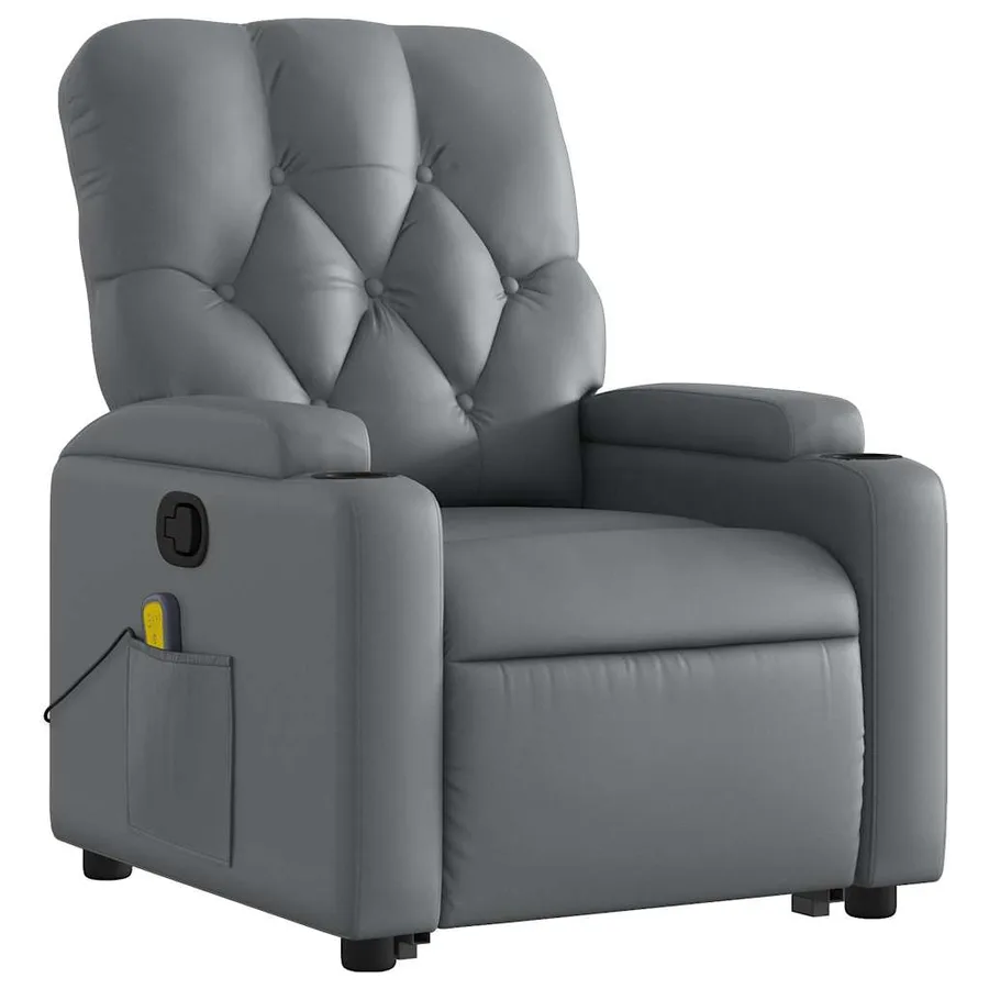 Fauteuil inclinable de massage Gris Similicuir - 4