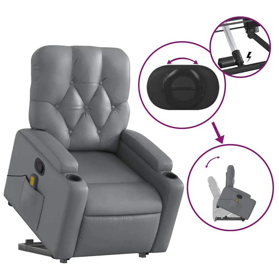 Fauteuil inclinable de massage Gris Similicuir - 6