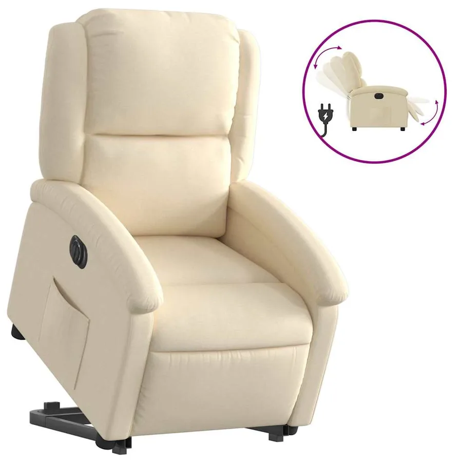 Fauteuil inclinable électrique crème tissu - 2