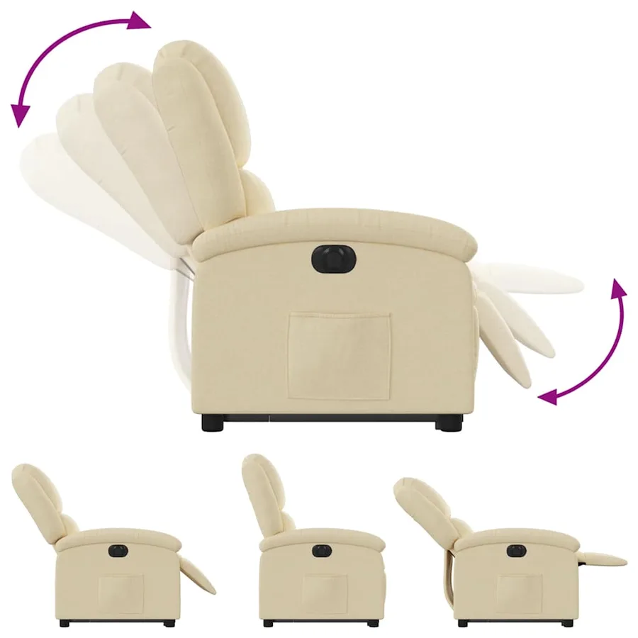 Fauteuil inclinable électrique crème tissu - 7