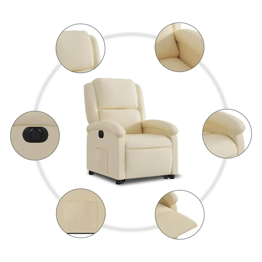 Fauteuil inclinable électrique crème tissu - 8