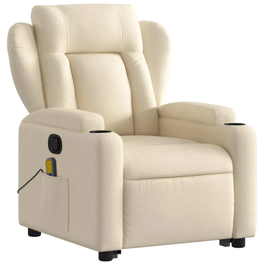 Fauteuil inclinable de massage Crème Tissu - 4