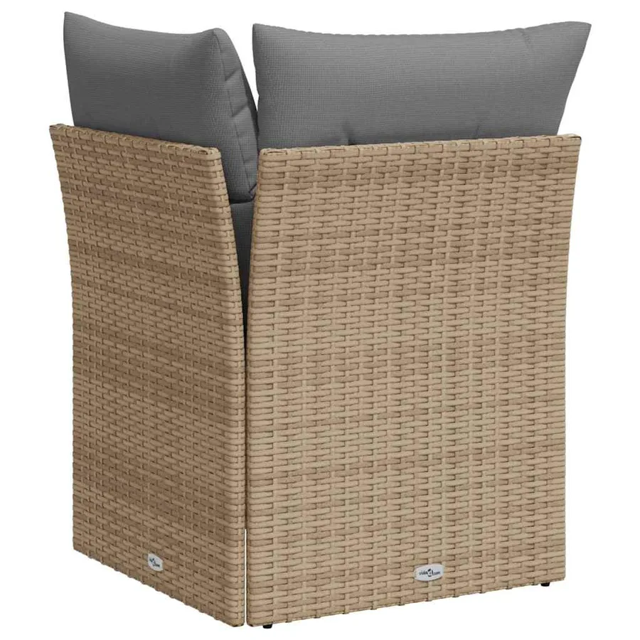 Canapé d'angle de jardin avec coussins beige résine tressée - 6