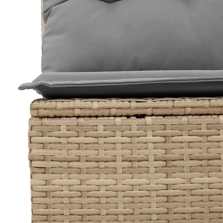 Canapé d'angle de jardin avec coussins beige résine tressée - 8