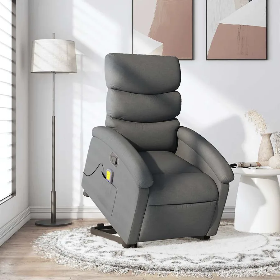 Fauteuil de massage inclinable Gris foncé Tissu - 15