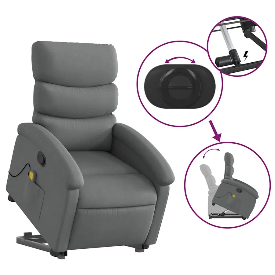Fauteuil de massage inclinable Gris foncé Tissu - 6