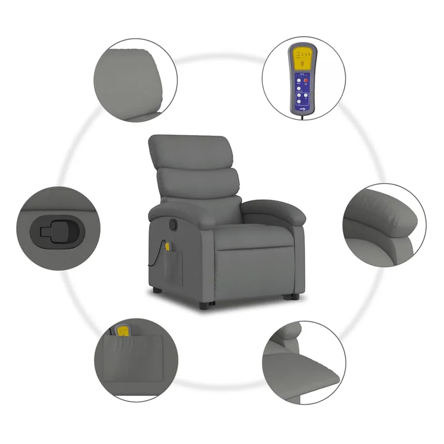 Fauteuil de massage inclinable Gris foncé Tissu - 8