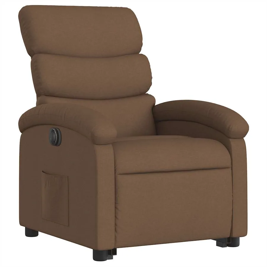 Fauteuil inclinable électrique marron tissu - 4