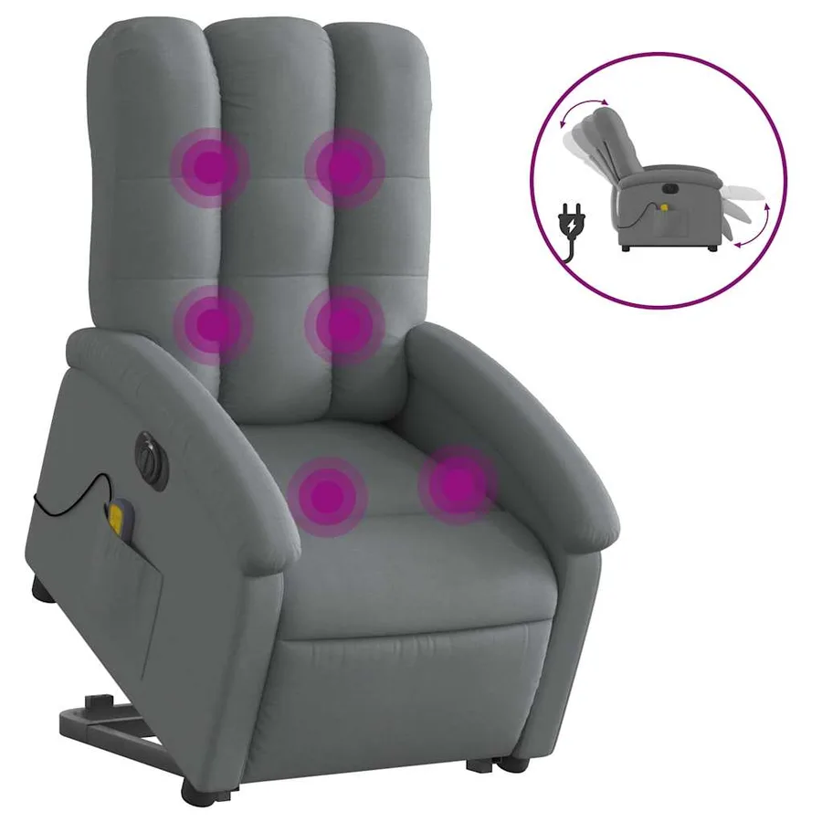 Fauteuil inclinable de massage électrique Gris foncé Tissu - 2