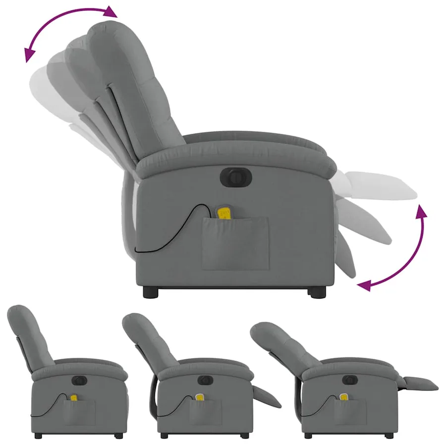 Fauteuil inclinable de massage électrique Gris foncé Tissu - 7