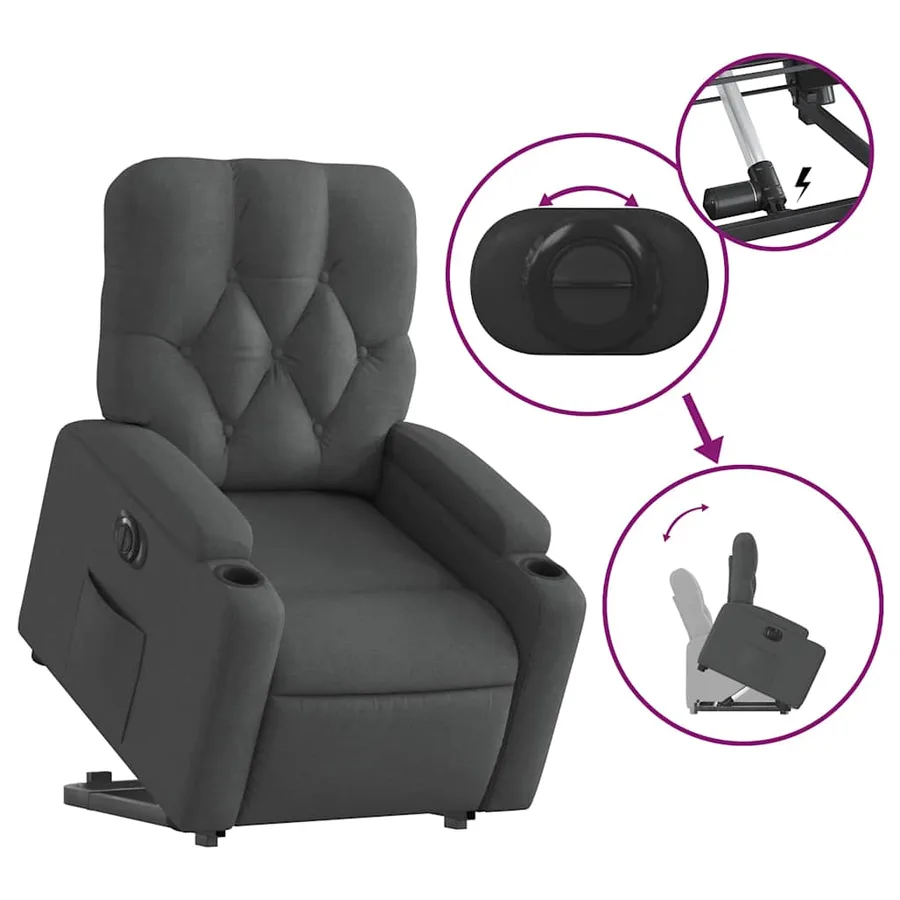 Fauteuil inclinable électrique gris foncé tissu - 11
