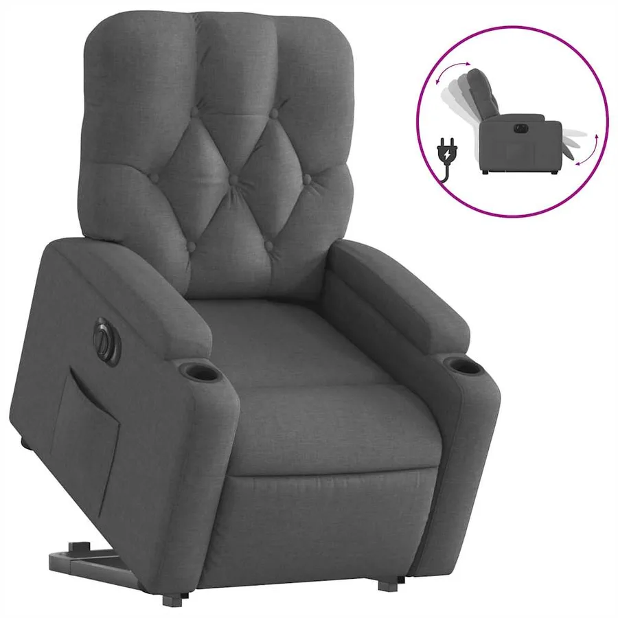Fauteuil inclinable électrique gris foncé tissu - 2