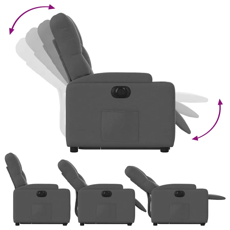 Fauteuil inclinable électrique gris foncé tissu - 7