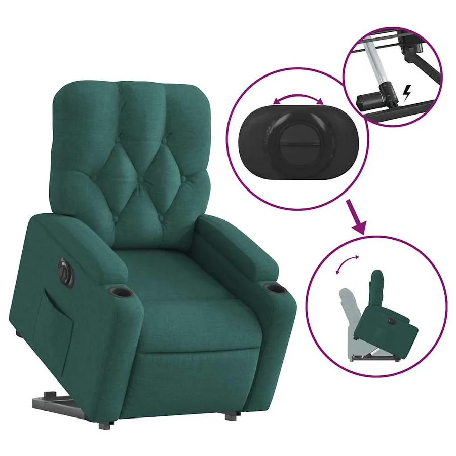 Fauteuil inclinable électrique vert foncé tissu - 11